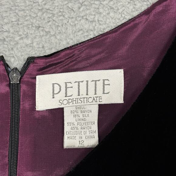 Sophisticate Sheath Velvet Dress Rayon Silk Blend Sheath Embellishments size 12 - Picture 3 of 13